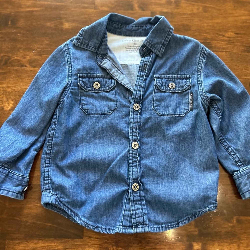 Calvin Klein 18 Month Jean Button Down Shirt
